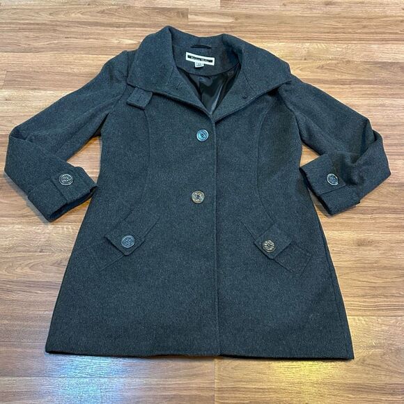 Kristen Blake Charcoal Dark Gray Pea Jacket | Women Size Medium - Picture 1 of 14